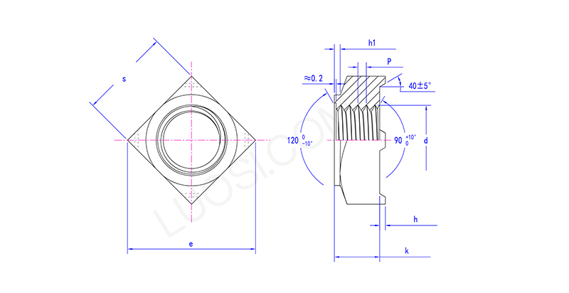 High Efficiency Square Weld Nuts