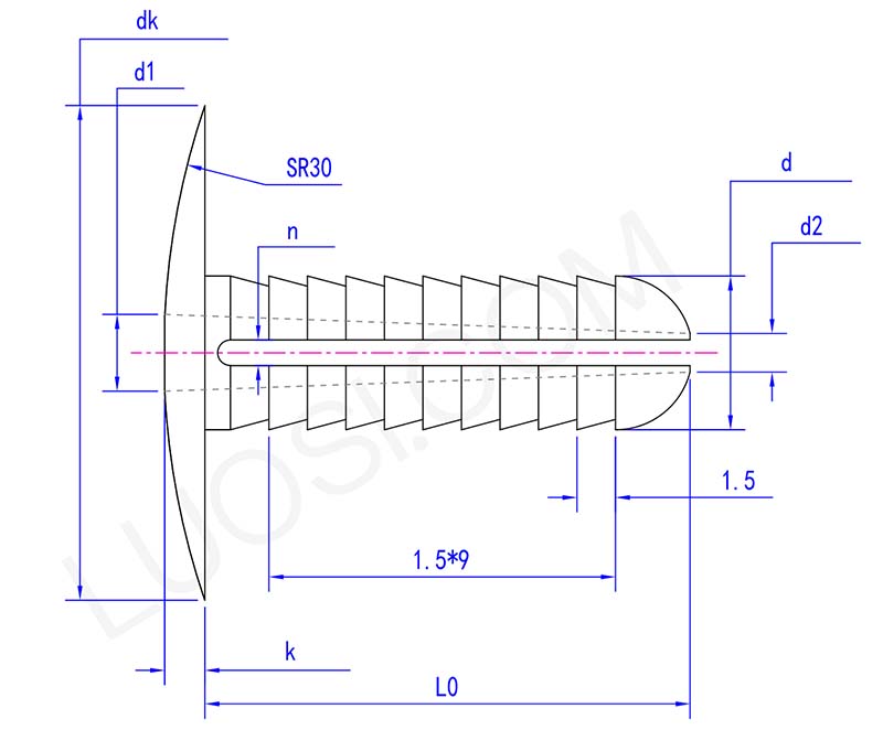 expanding rivet clips push type retainer parameter