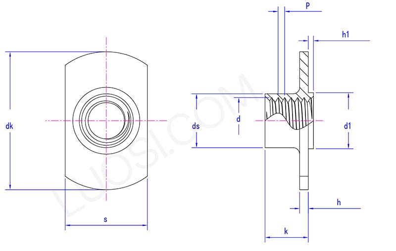 T Style weld nuts with type 2A parameter