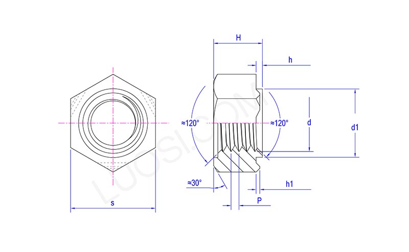 Hex Spot Weld Nuts