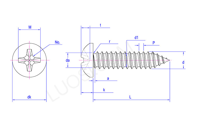 ISO 7049 Pan Head Tapping Screws